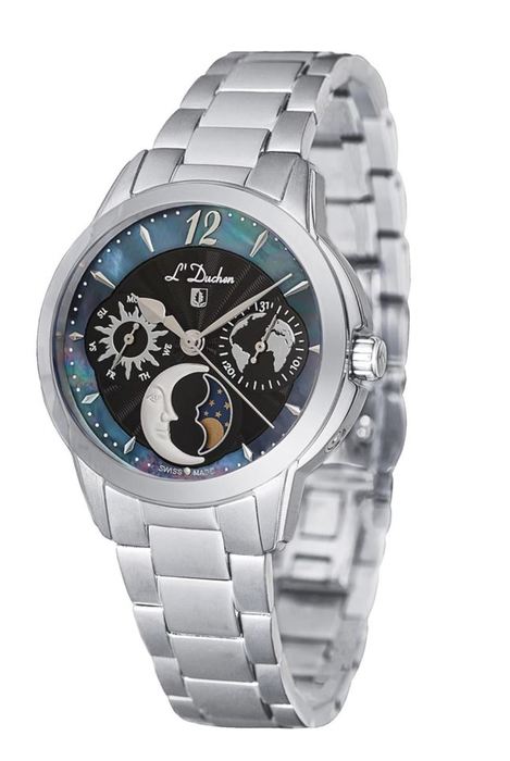 Женские часы L`Duchen Petit Celeste D 857.10.31, механизм кварцевый, циферблат черный, браслет нержавеющая сталь — Изображение 2